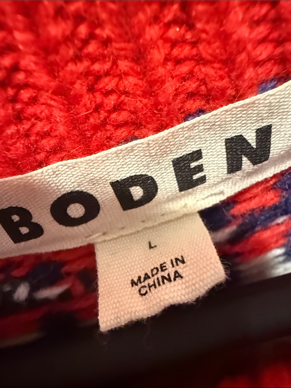 Boden Navy, Red & White Fair Isle Cable-Knit Crewneck Sweater - Picture 2 of 5